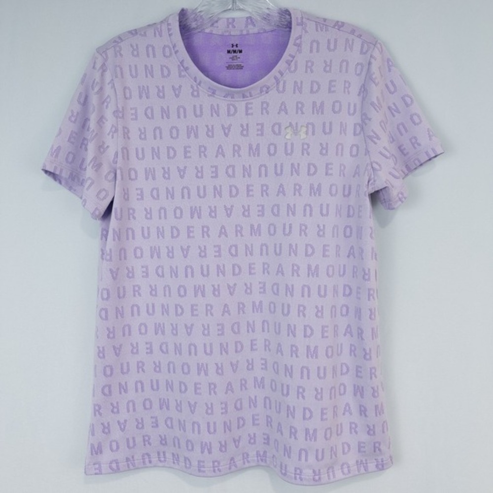 Under Armour Tech Wordmark Jacquard Short Sleeve T Shirt Womens‎ Medium Purple